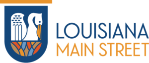 Louisiana Main Street logo featuring a pelican icon representing the statewide historic preservation and community revitalization program.